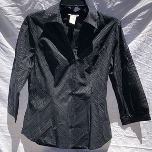 Worthington stretch black striped blouse
